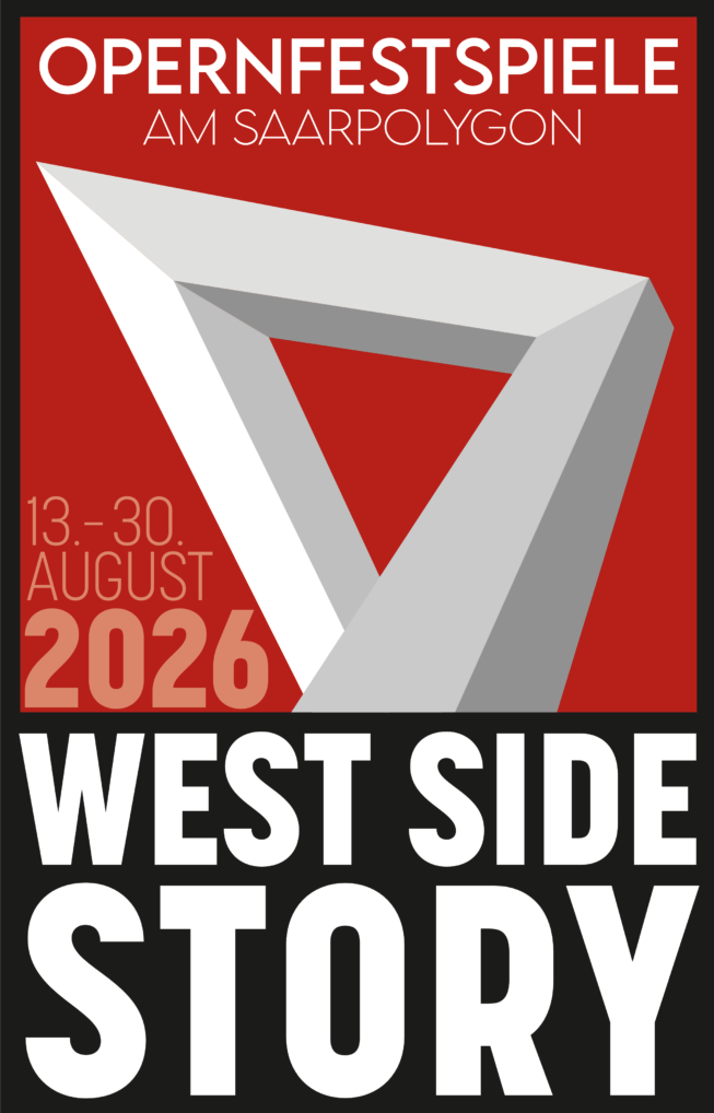 Offizielles Plakatmotiv der West Side Story Opernfestspiele 2026 am Saarpolygon · Foto: Opernfestspiele am Saarpolygon · Lizenz: © Opernfestspiele Offizielles Plakatmotiv der West Side Story Opernfestspiele 2026 am Saarpolygon