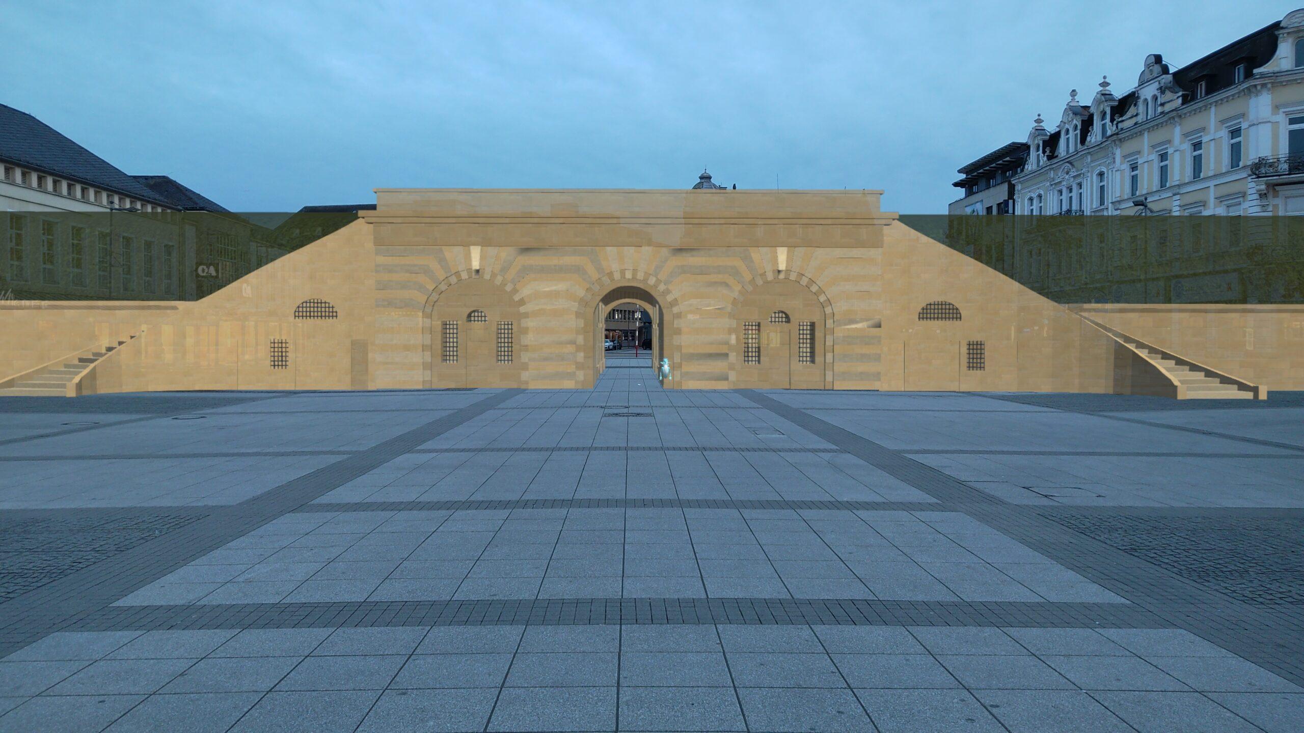3D-Rekonstruktion des Französischen Tors auf dem Kleinen Markt in Saarlouis